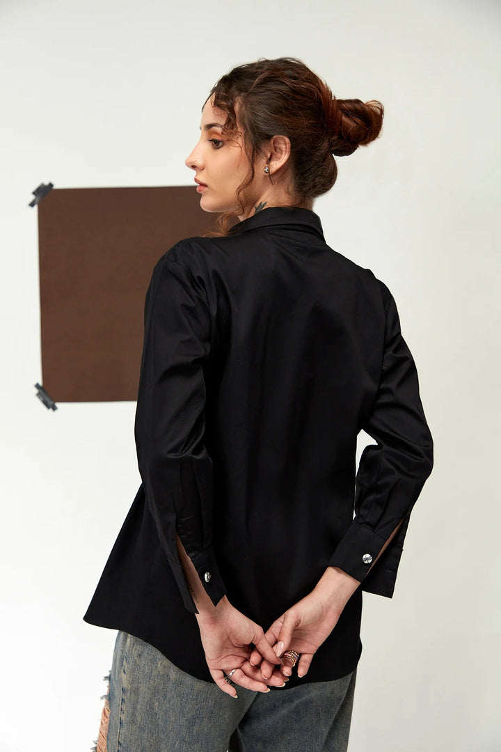 Bistre twisted shirt(Black) - Zilaire