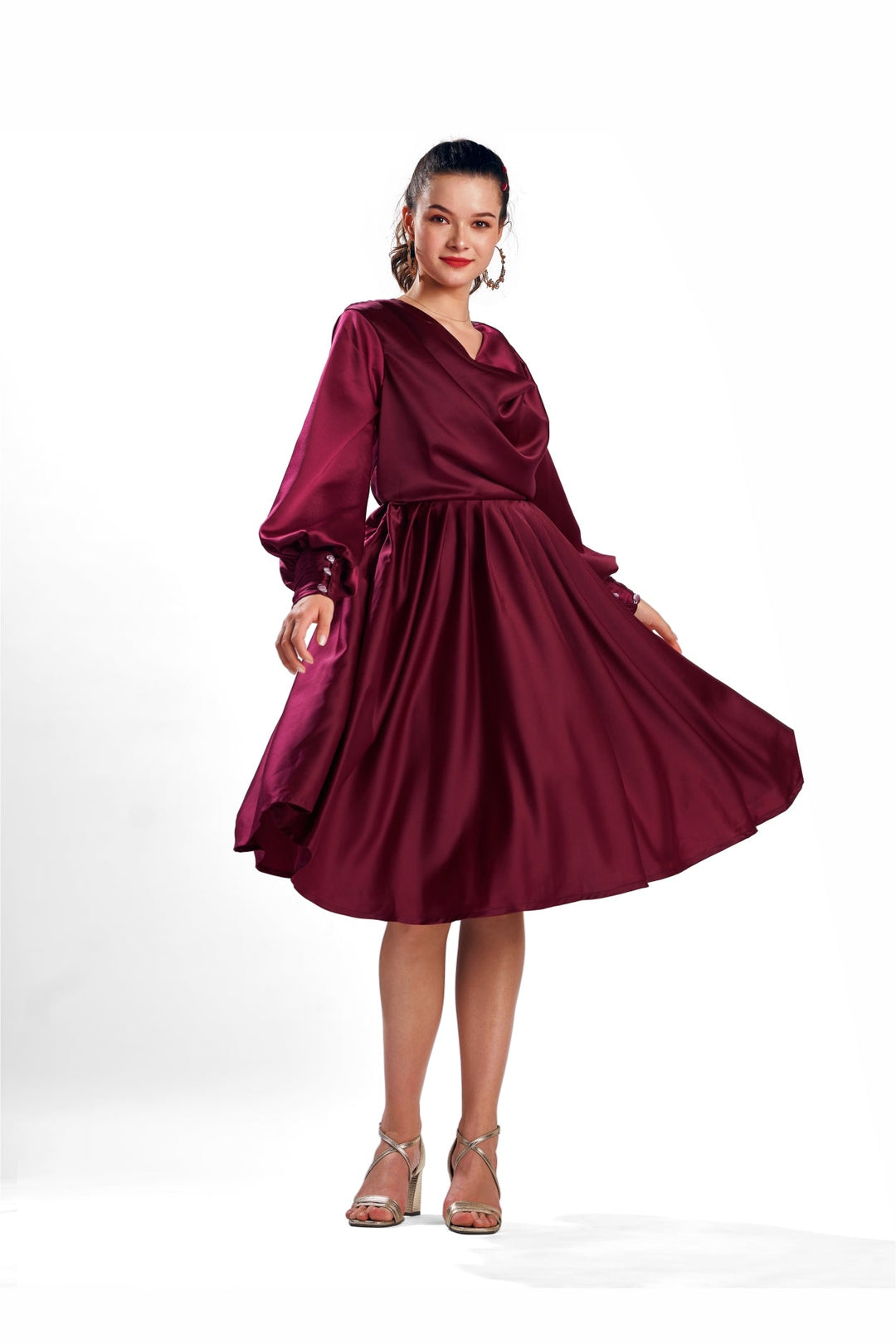 Adira Dress (Wine) - Zilaire
