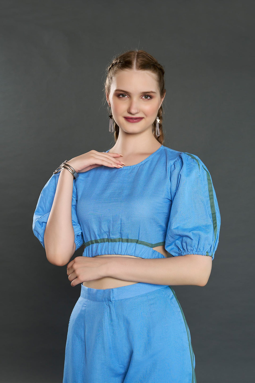 Valencia Linen Co-Ord Set (Aqua Blue) - Zilaire