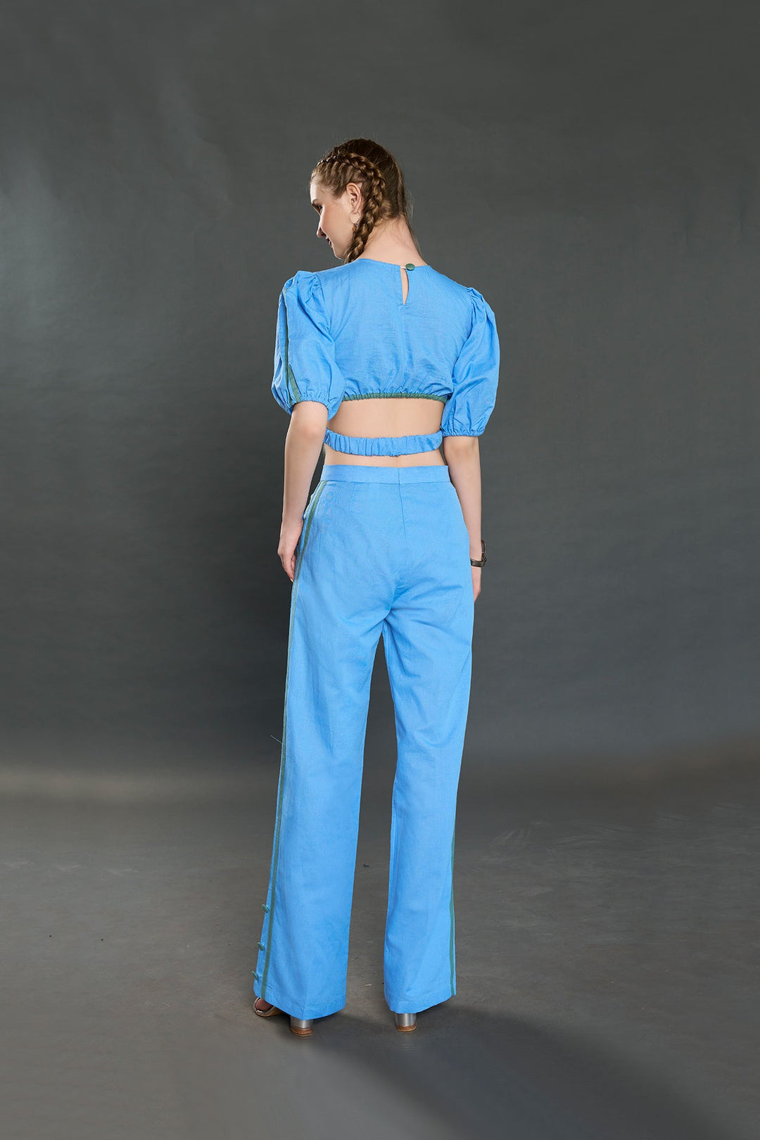 Valencia Linen Co-Ord Set (Aqua Blue) - Zilaire