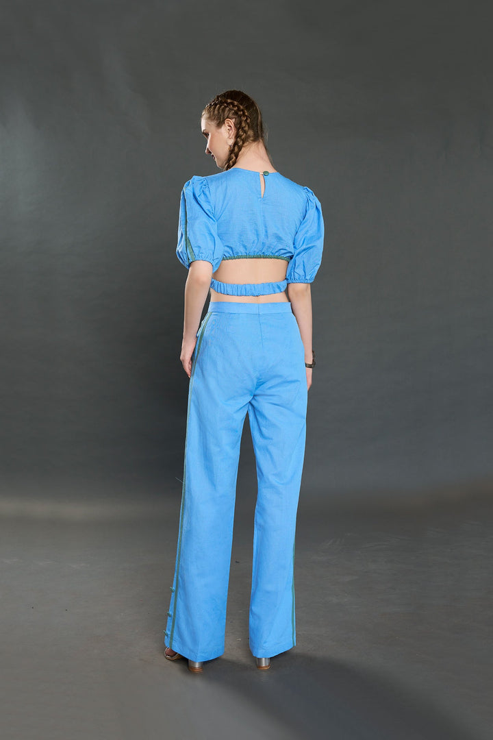 Valencia Linen Co-Ord Set (Aqua Blue) - Zilaire