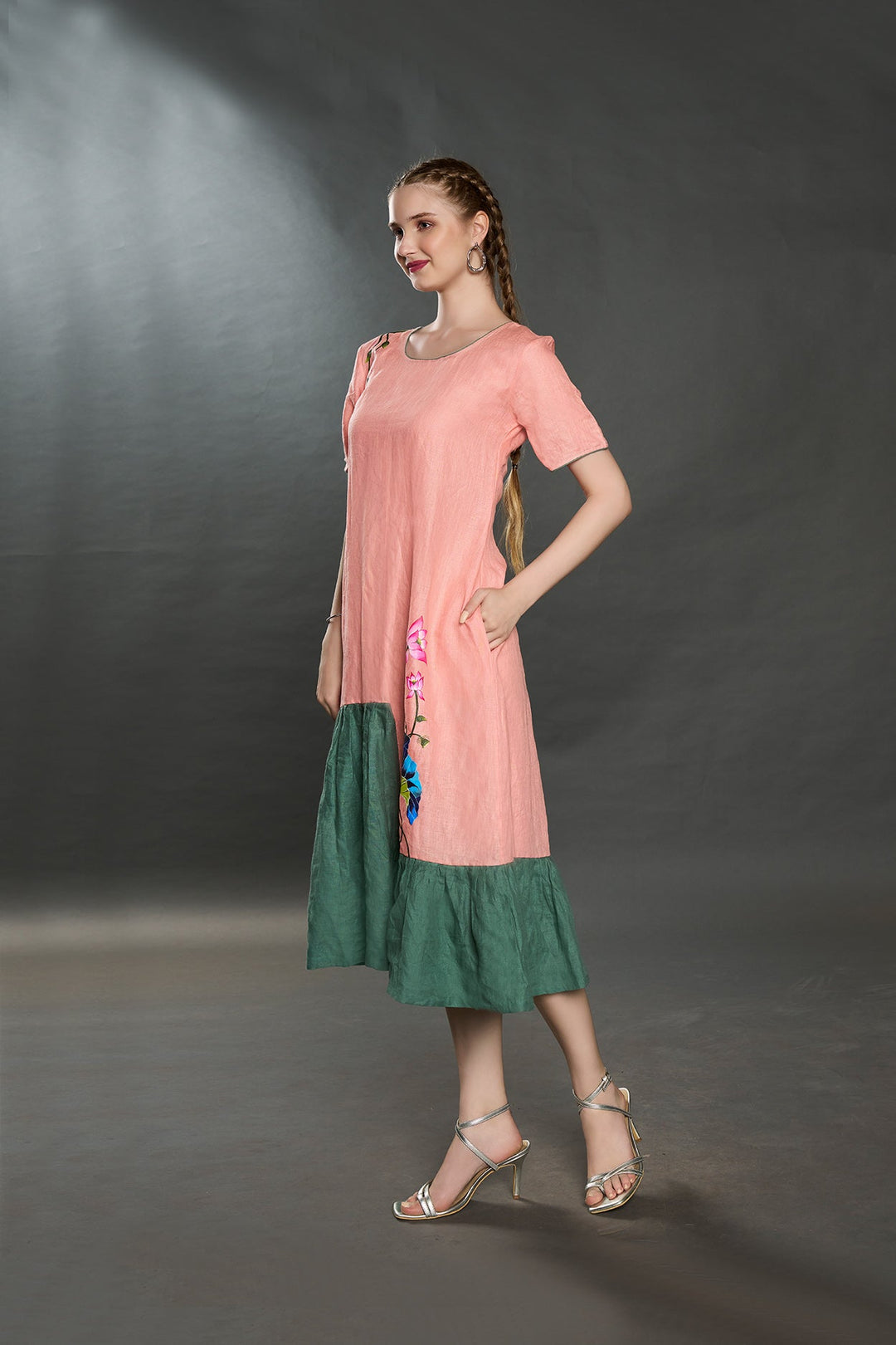 Venice Linen Dress (Peach) - Zilaire