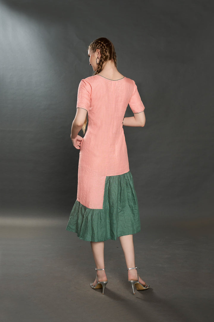 Venice Linen Dress (Peach) - Zilaire