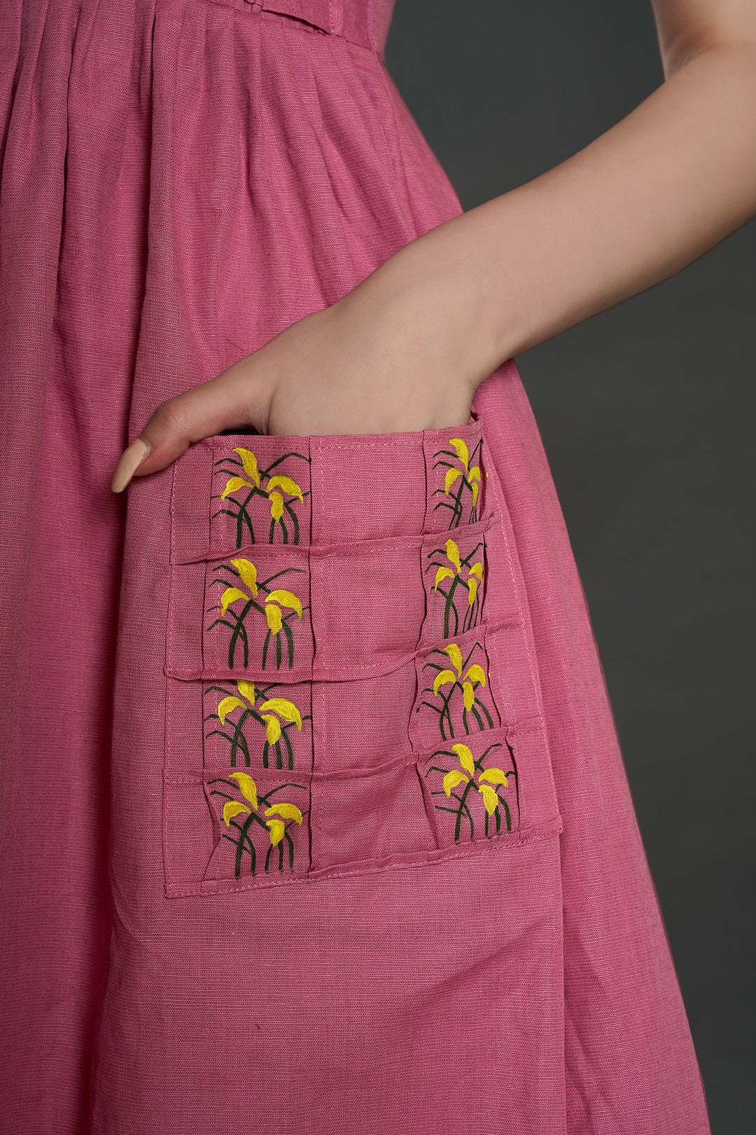 Verona Linen Dress (Rose Pink) - Zilaire