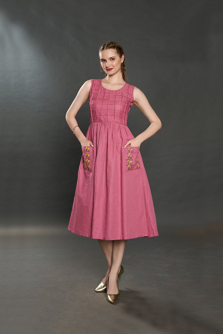 Verona Linen Dress (Rose Pink) - Zilaire
