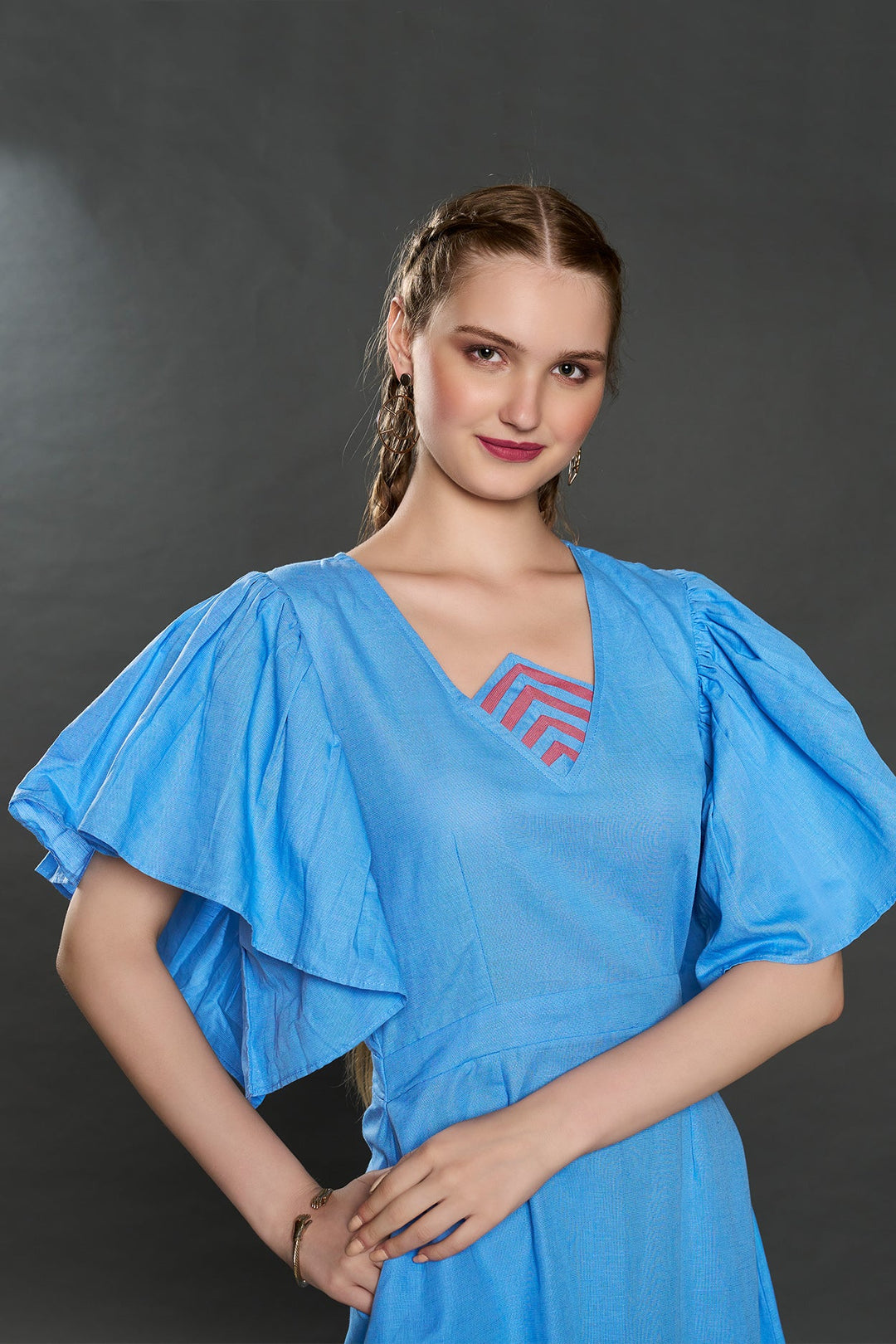 Verve Linen Dress (Aqua Blue) - Zilaire