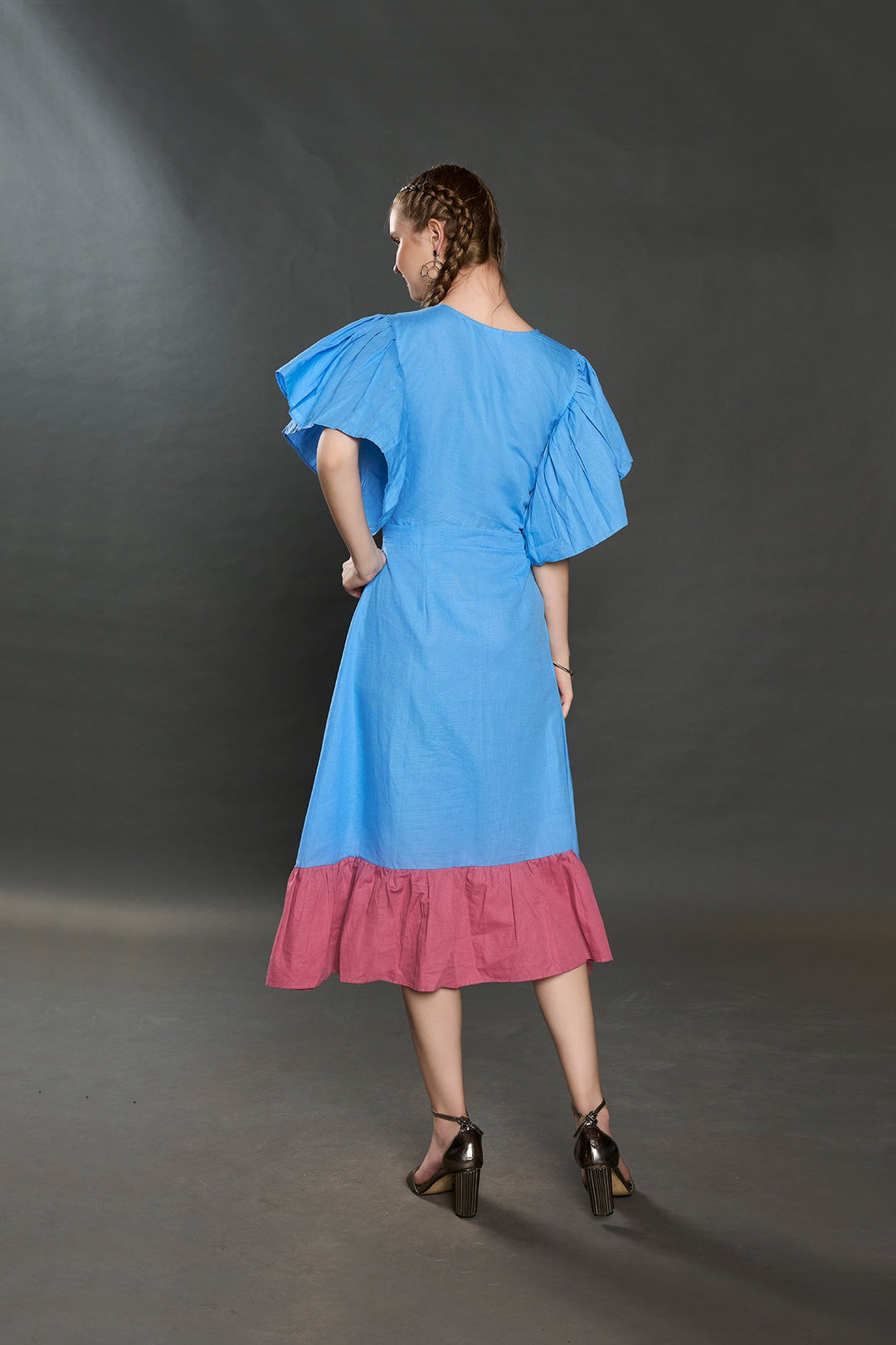 Verve Linen Dress (Aqua Blue) - Zilaire