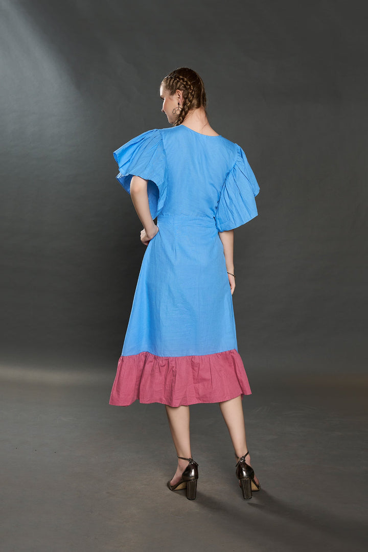 Verve Linen Dress (Aqua Blue) - Zilaire