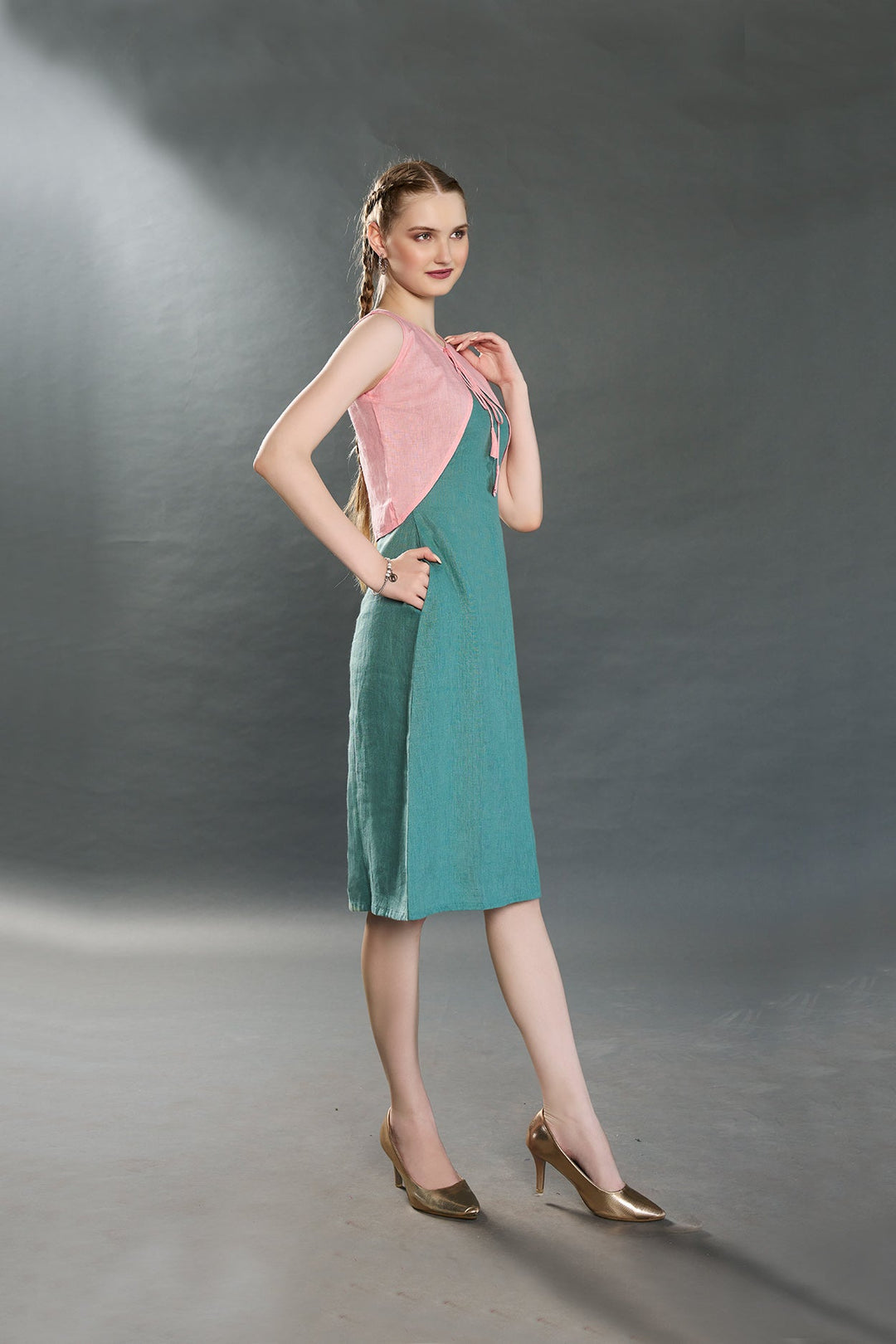 Verve Linen Dress (Green) - Zilaire