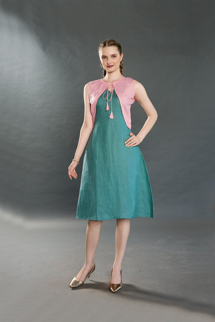 Verve Linen Dress (Green) - Zilaire