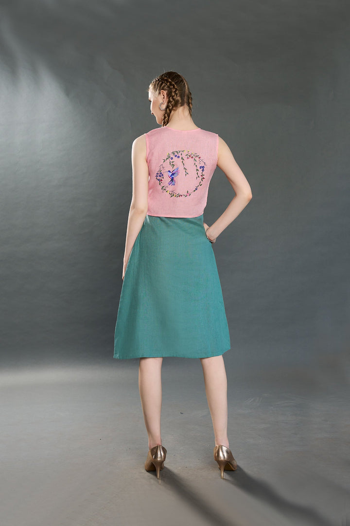 Verve Linen Dress (Green) - Zilaire