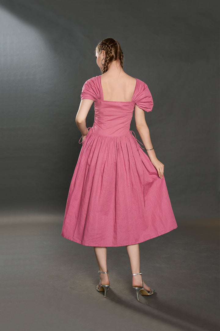 Vibranat Visions Linen Dress (Rose Pink) - Zilaire