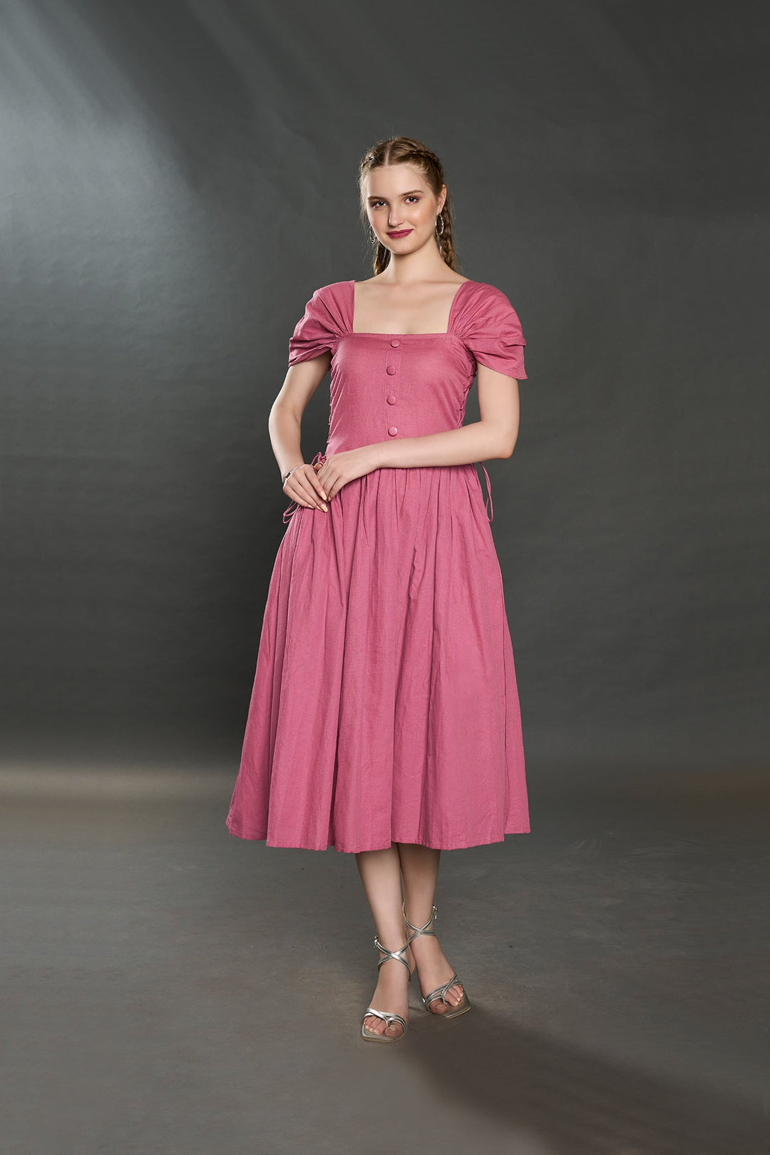 Vibranat Visions Linen Dress (Rose Pink) - Zilaire