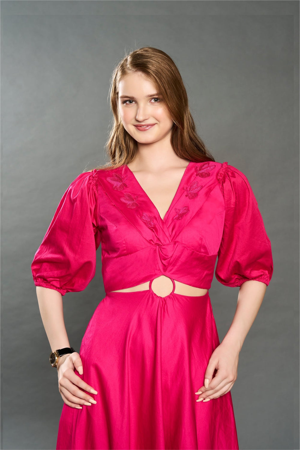 Zehra Butterfly Dress (Ruby Pink) - Zilaire